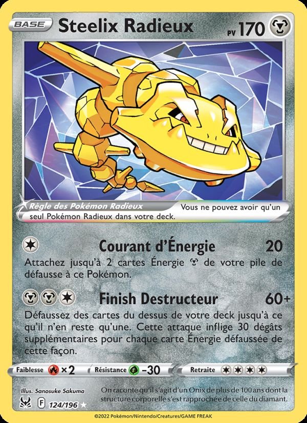 Carte pokemon steelix radieux lor 124/196 holo