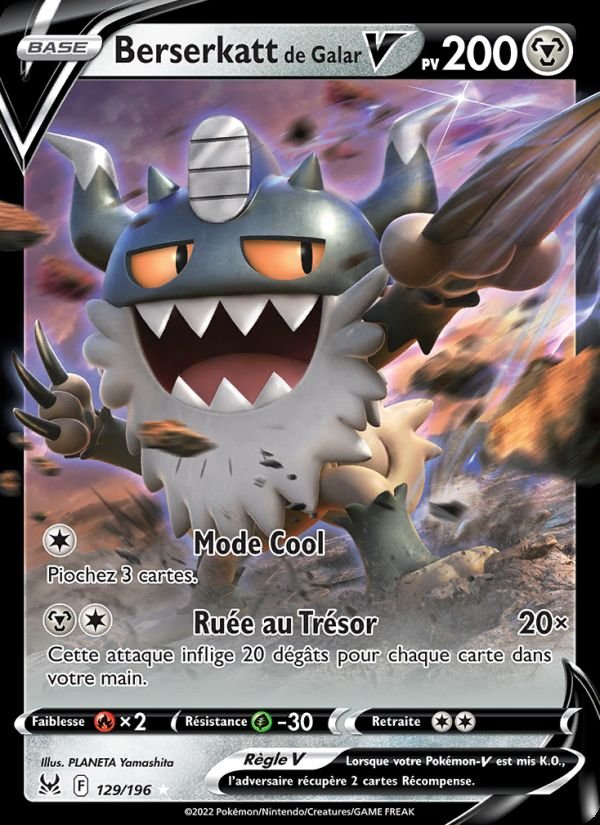 Carte pokemon berserkatt de galar v lor 129/196 holo