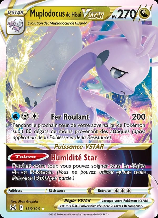 Carte pokemon muplodocus de hisui vstar lor 136/196 holo