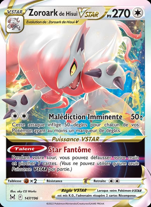 Carte pokemon zoroark de hisui vstar lor 147/196 holo