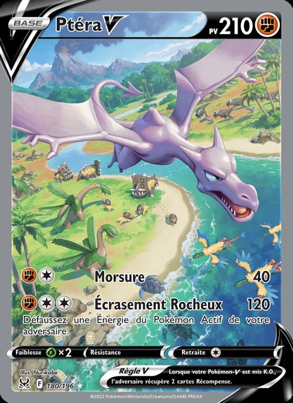 Carte pokemon ptera v lor 180/196 holo