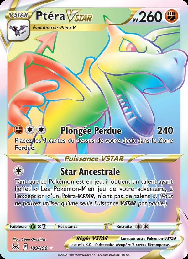Carte pokemon ptera vstar lor 199/196 holo