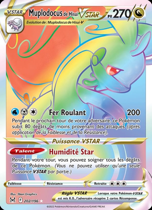 Carte pokemon muplodocus de hisui vstar lor 202/196 holo