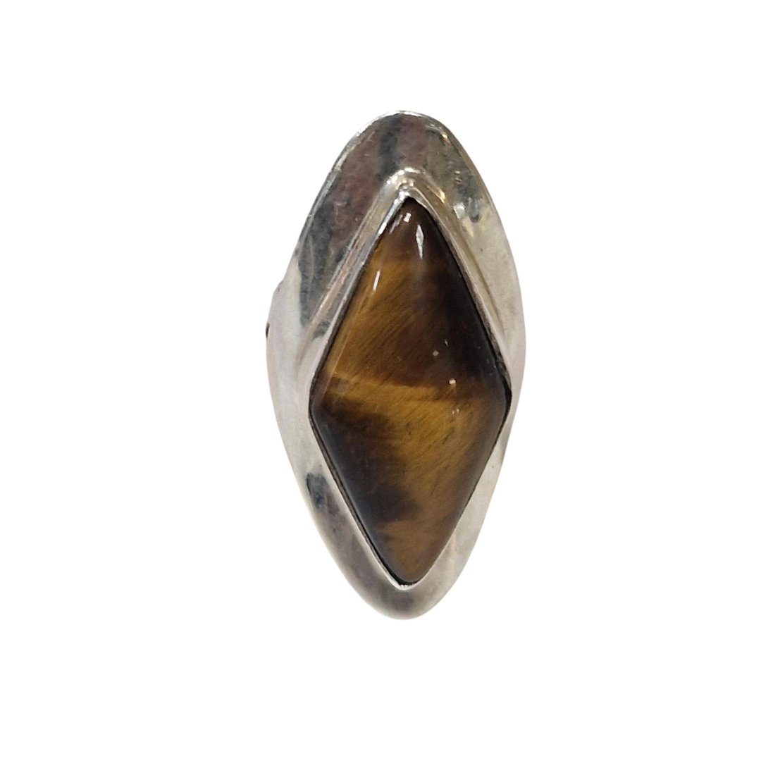 Bague pierre losange marron