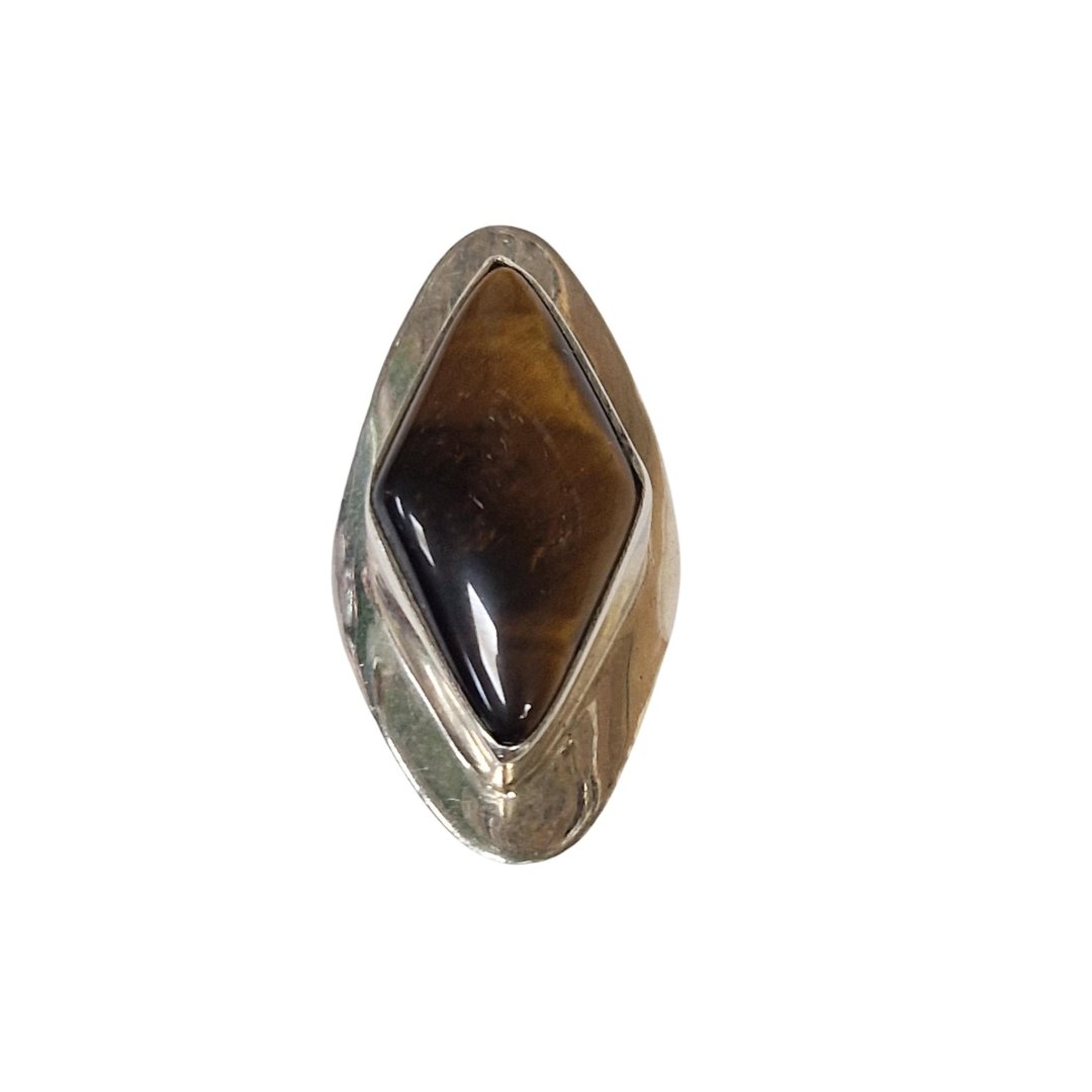 Bague pierre losange marron