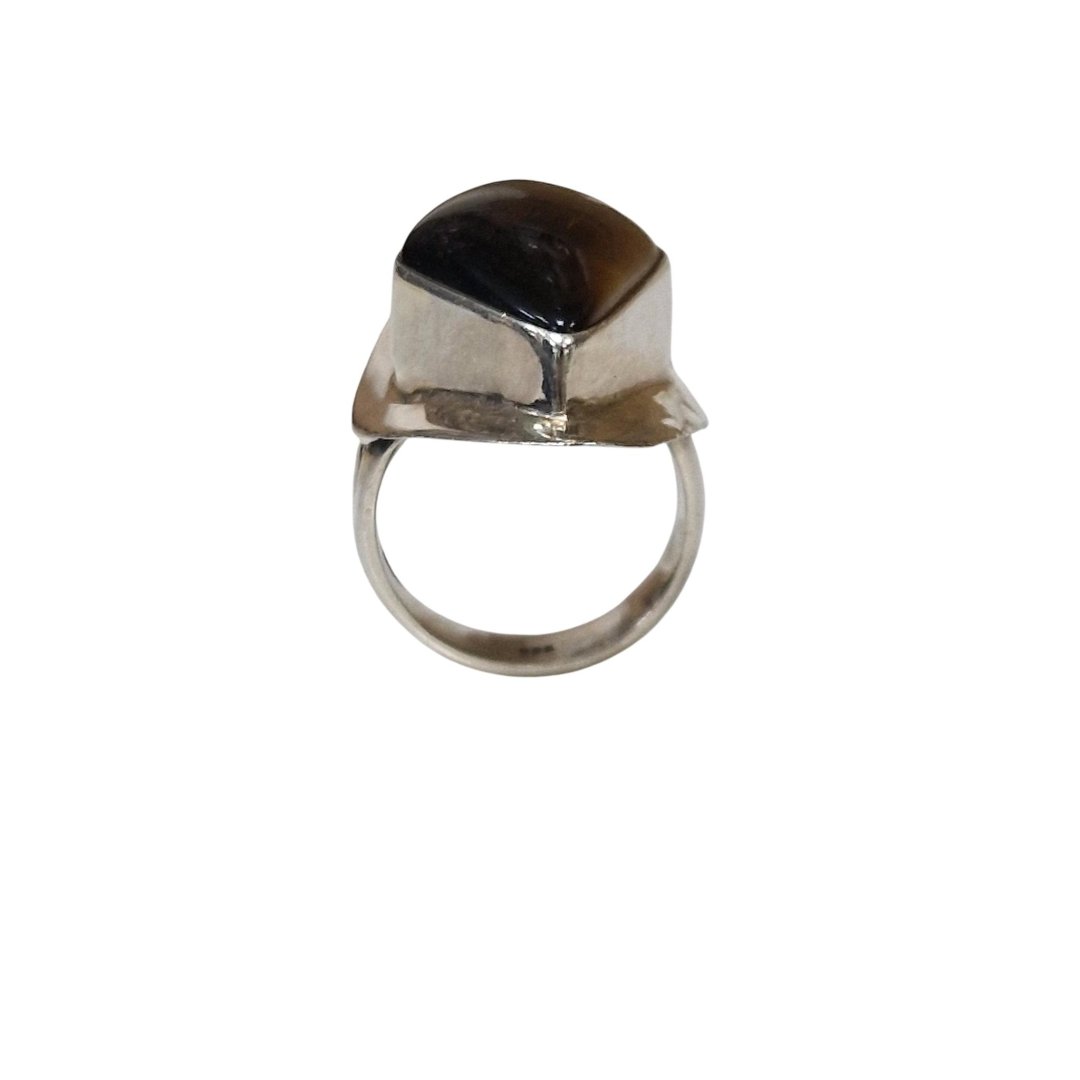 Bague pierre losange marron