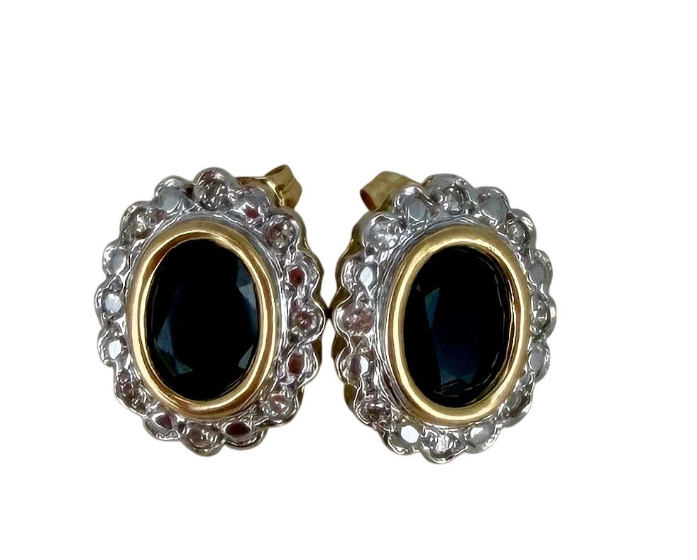 Boucles d'oreilles jaune saphir diamants