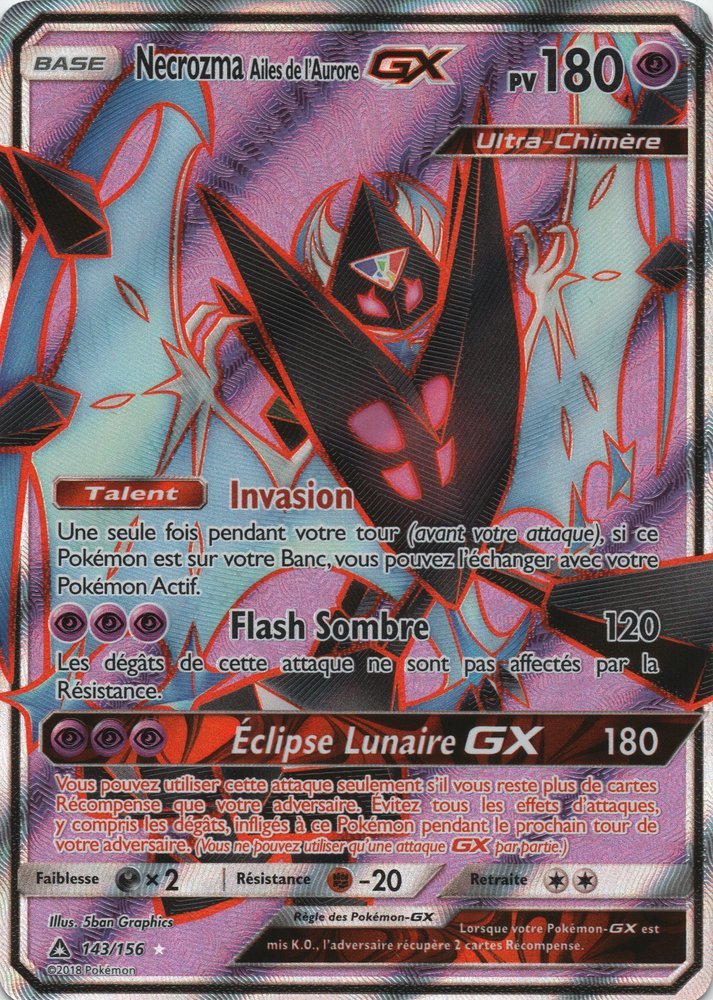 Carte pokemon necrozma ailes de l'aurore gx upr 143