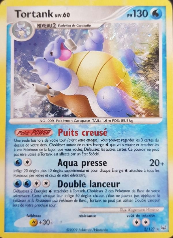 Carte pokemon tortank pl 2/127 reverse