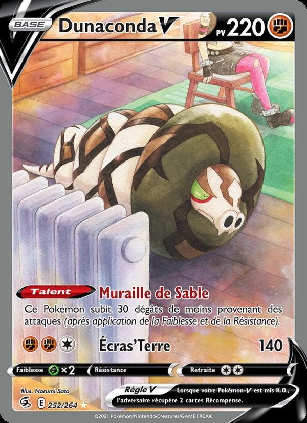 Carte pokemon dunaconda v fst 252/264 holo