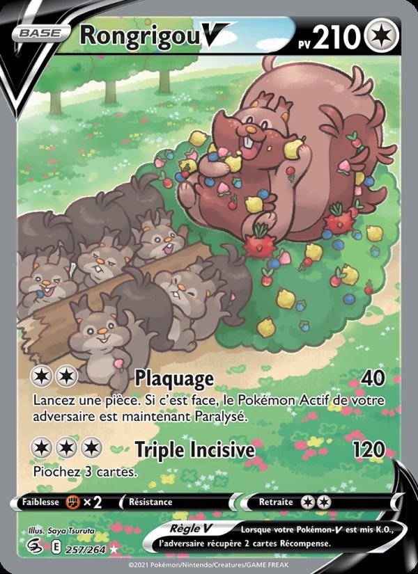 Carte pokemon rongrigou v fst 257/264 holo