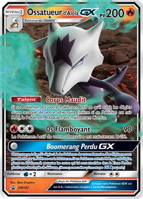 Carte pokemon ossatueur d'alola gx sm 187