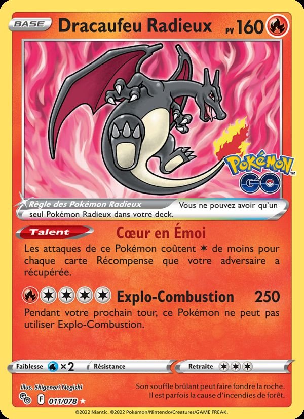 Carte pokemon dracaufeu radieux pgo 011/78