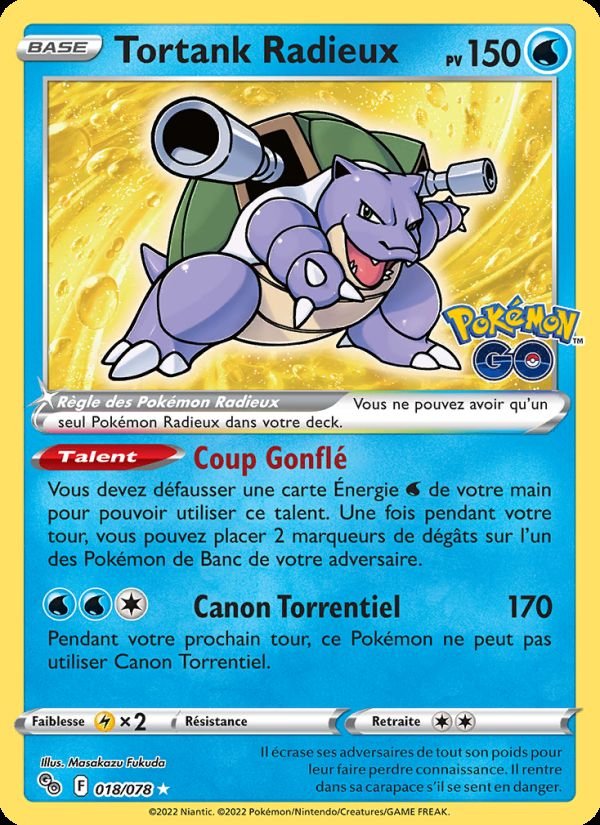 Carte pokemon tortank radieux pgo 018/78