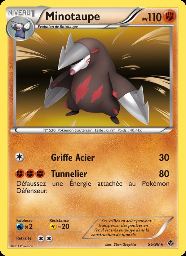 Carte pokemon minotaupe ep 56/98