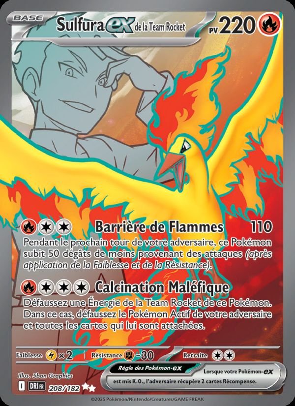 Carte pokemon sulfura-ex de la team rocket dri 208/182 normal