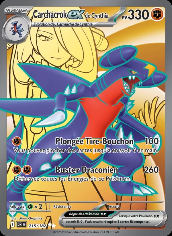 Carte pokemon carchacrok-ex de cynthia dri 215/182 normal