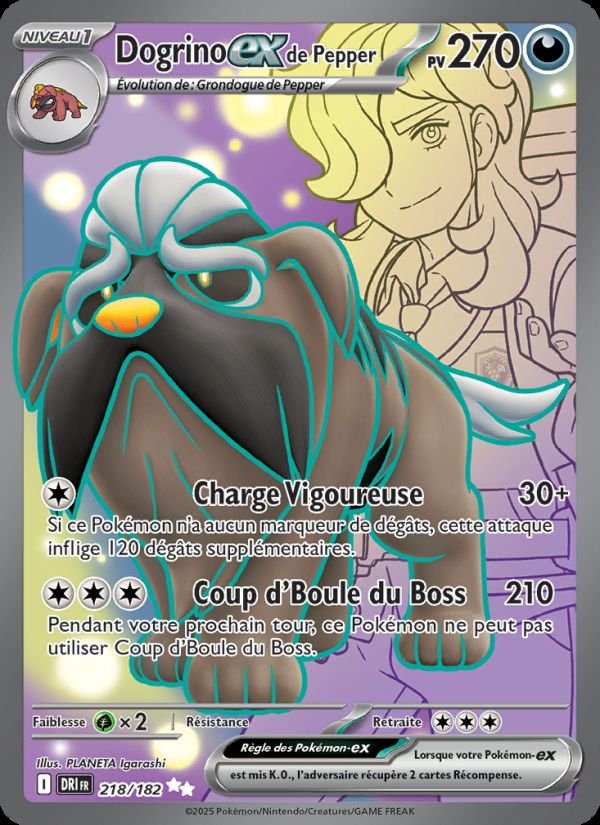 Carte pokemon dogrino-ex de pepper dri 218/182 normal