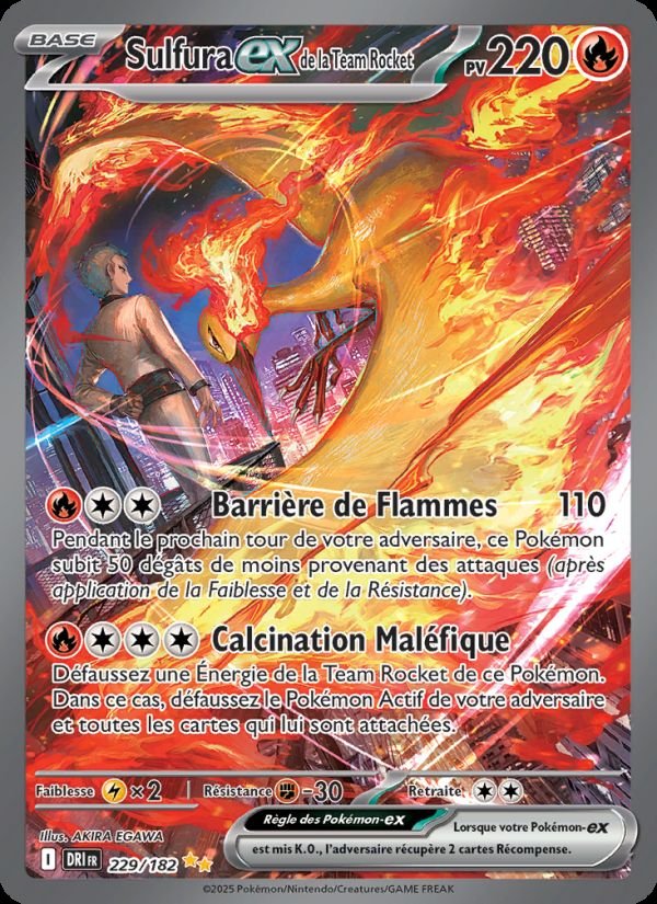 Carte pokemon sulfura-ex de la team rocket dri 229/182 normal
