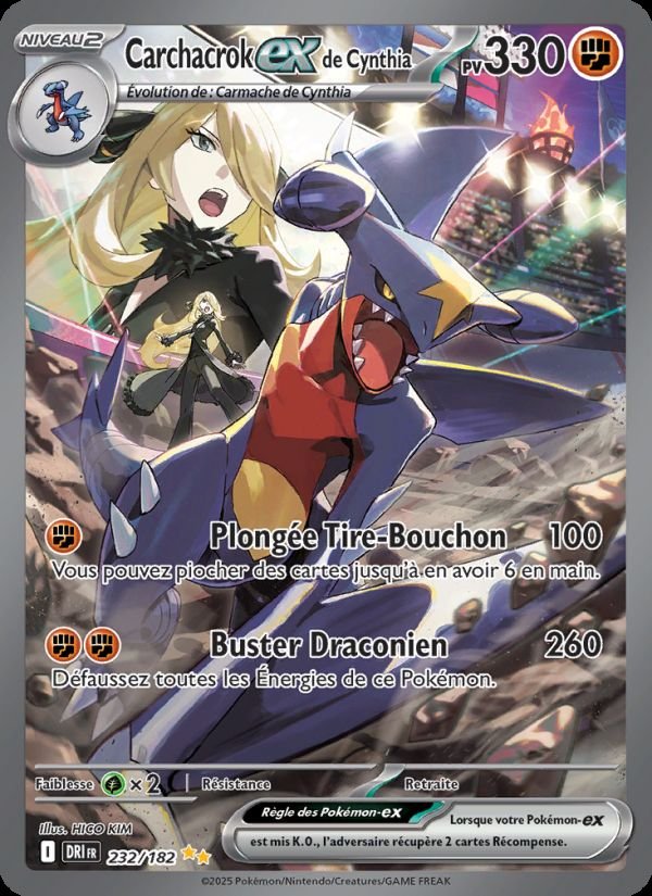 Carte pokemon carchacrok-ex de cynthia dri 232/182 normal