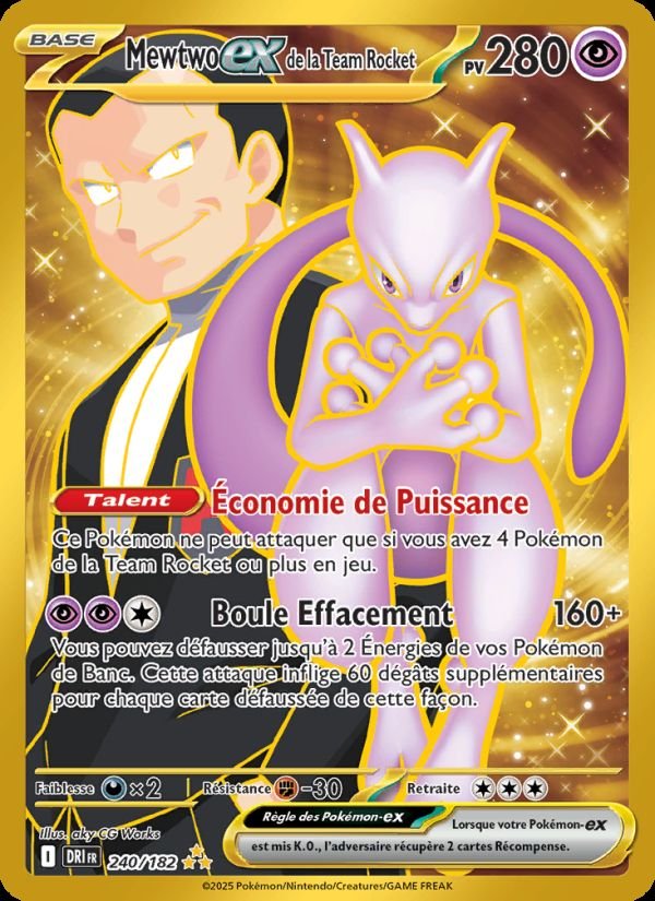 Carte pokemon mewtwo-ex de la team rocket dri 240/182 normal