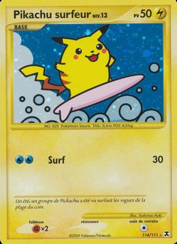 Carte pokemon pikachu surfeur niv. 13 rr 114/111