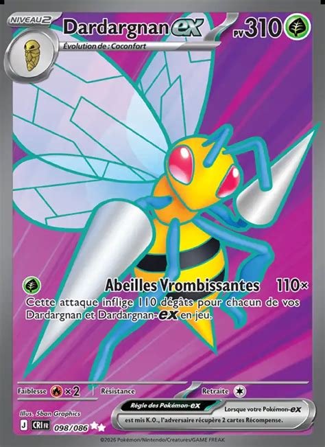 Carte pokemon dardargnan ex cri 098/086