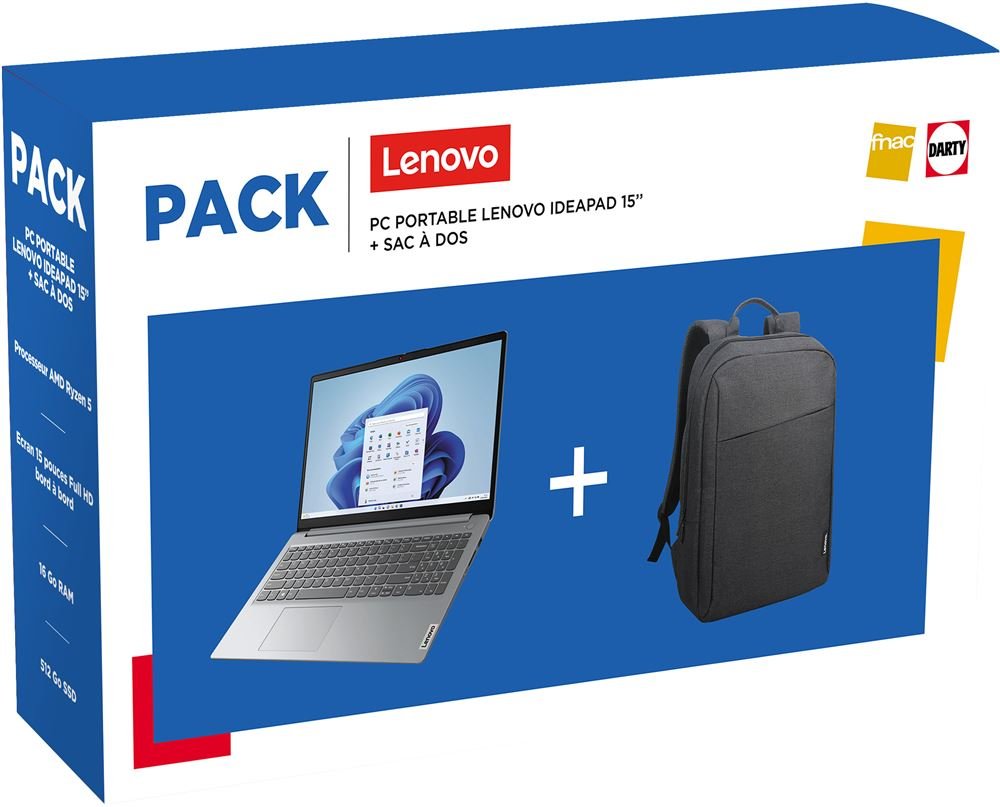 Pack pc + sac de transpor ideapad 15'' ideapad slim 3 15abr8 15'' amd ryzen 5 5625u 512go 16go amd graphics azerty