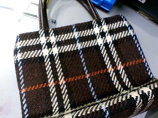 Sac check canvas and leather tote