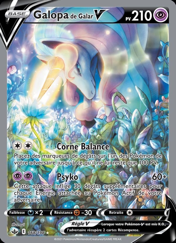 Carte pokemon galopa de galar v cre 168/198 normal