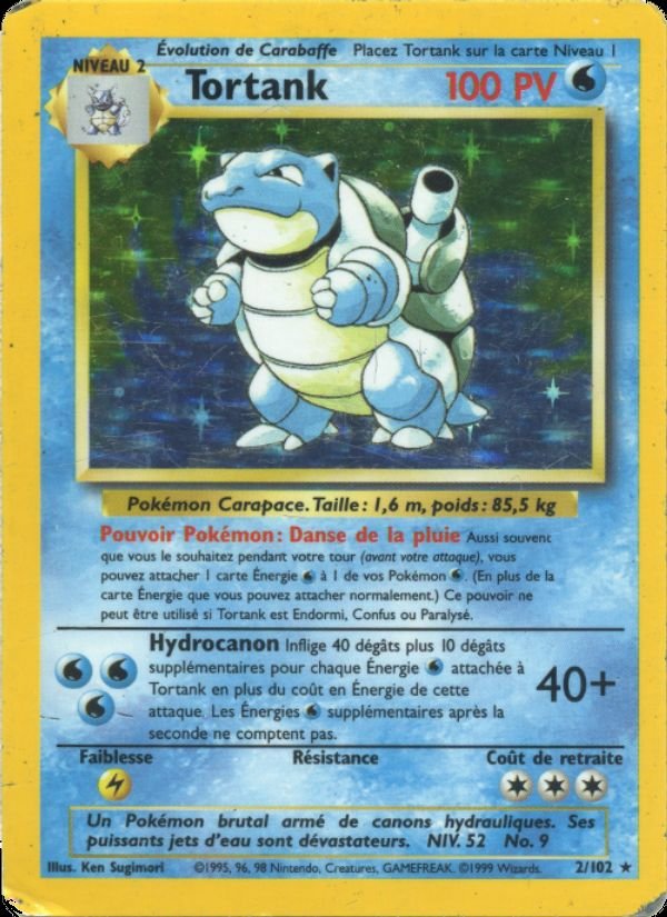Carte pokemon tortank bs 2/102 holo