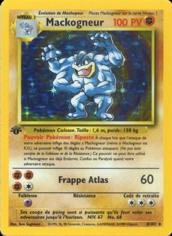 Carte pokemon mackogneur bs 8/102 holo