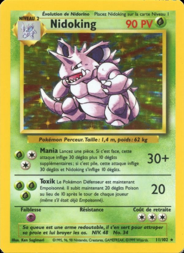 Carte pokemon nidoking bs 11/102 holo