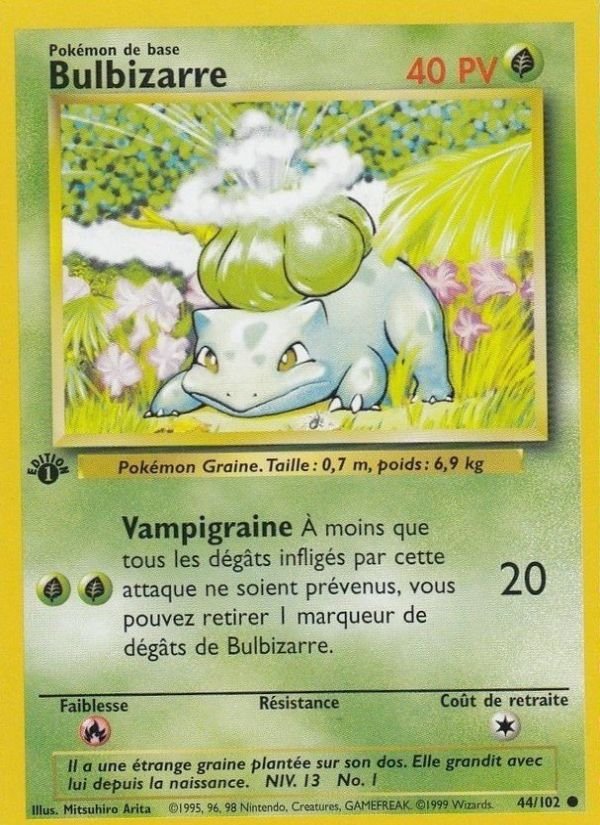 Carte pokemon bulbizarre bs 44/102 normal