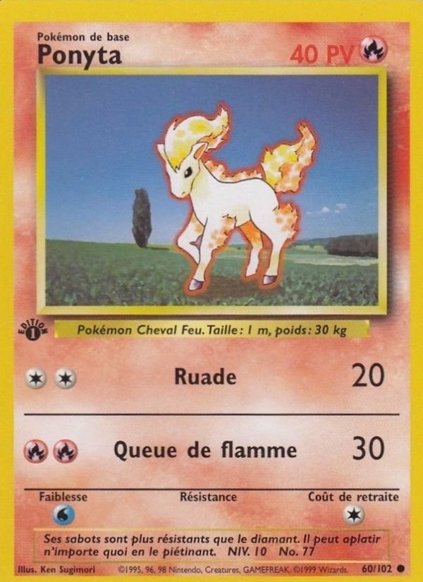 Carte pokemon ponyta bs 60/102 normal