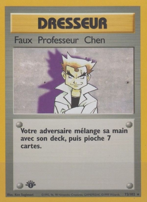 Carte pokemon faux professeur chen bs 73/102 normal