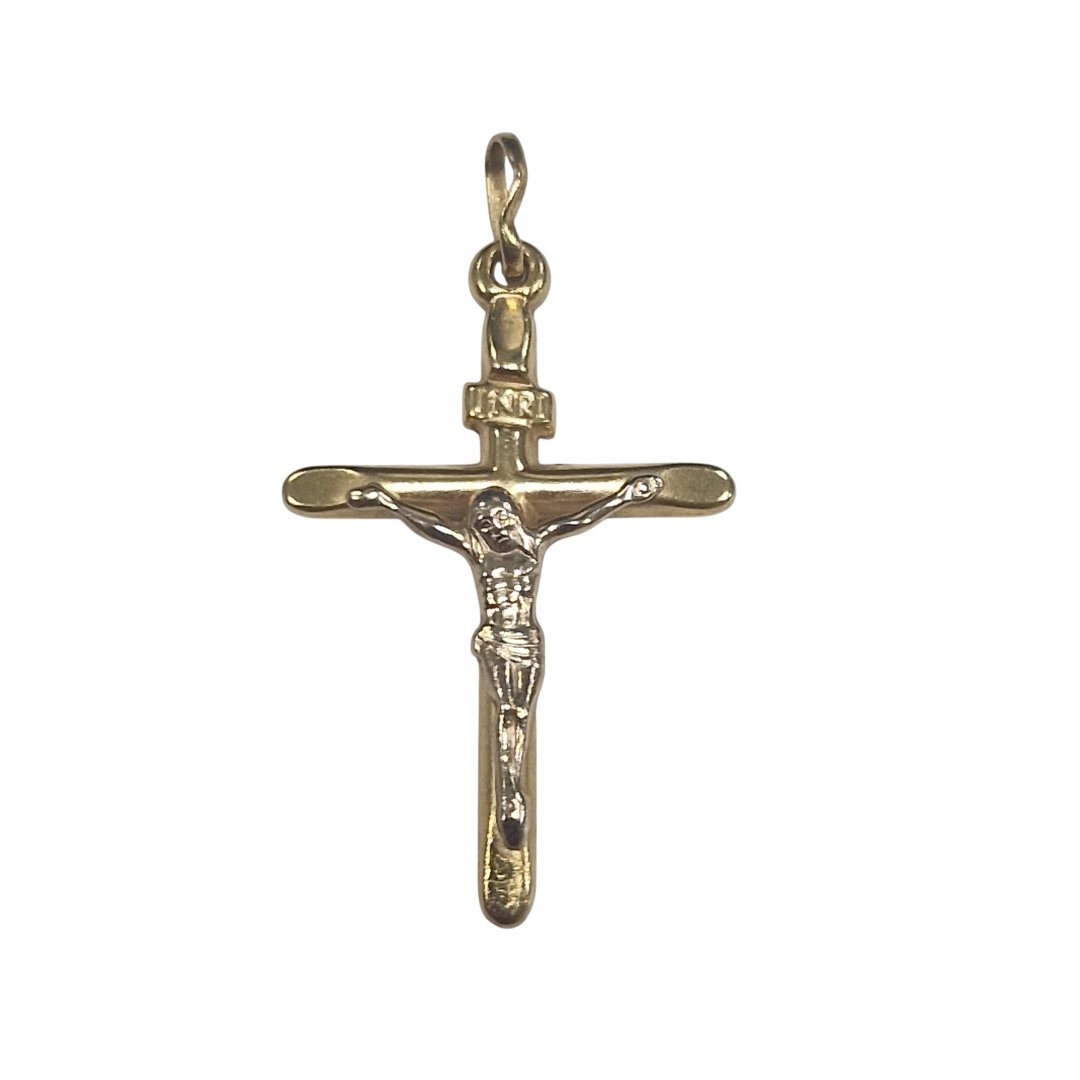 Pendentif jaune croix avec christ