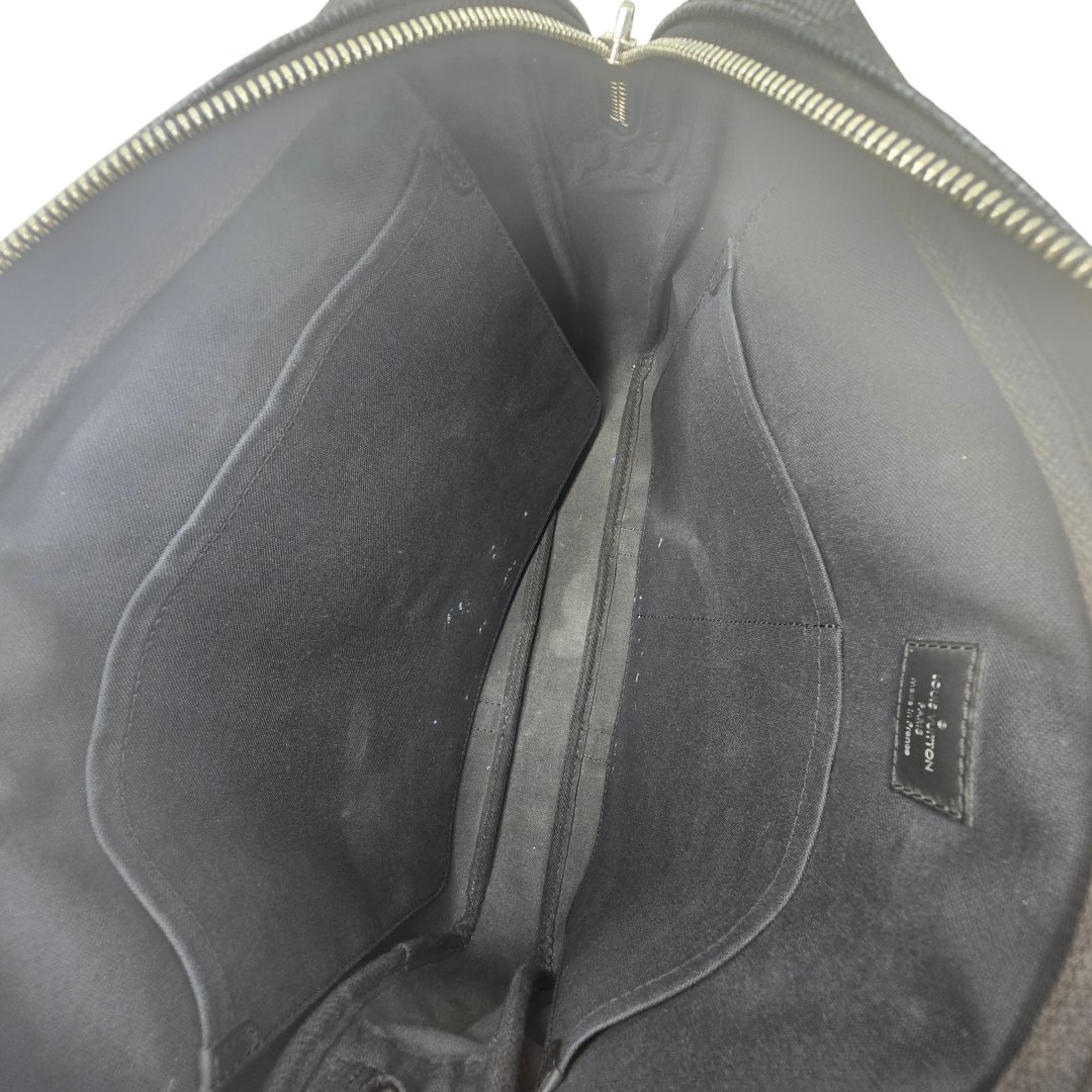 Sac porte documents de voyage toile damier graphite avec bandouliere