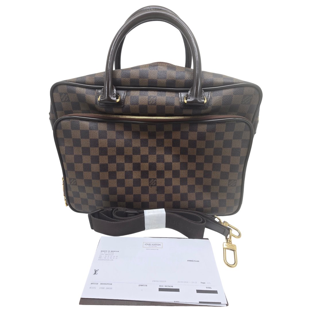 Cartable icare toile damier ebene avec bandouliere
