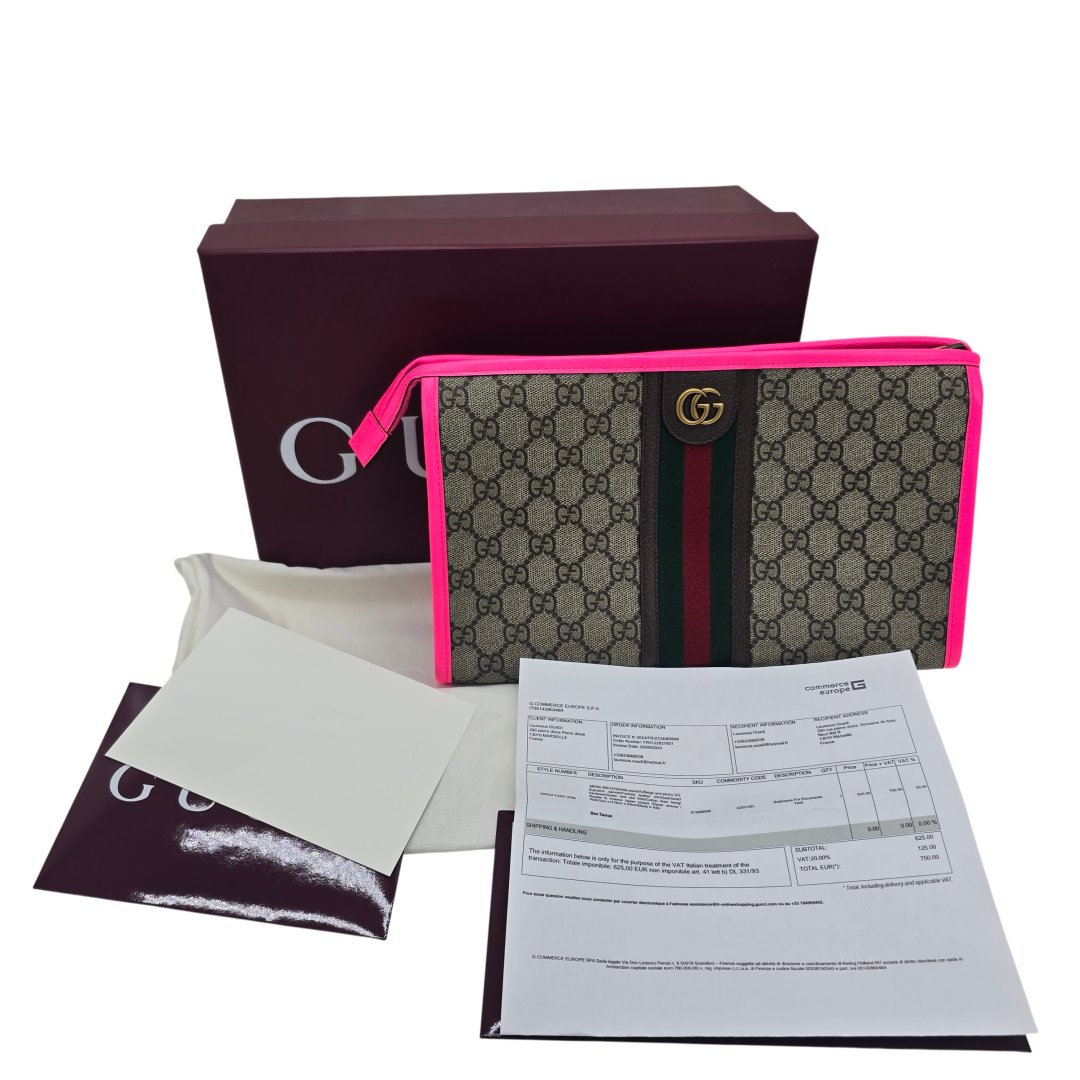 Pochette ophidia toile gg supreme fuschia