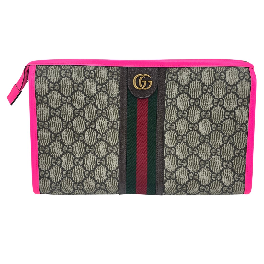 Pochette ophidia toile gg supreme fuschia