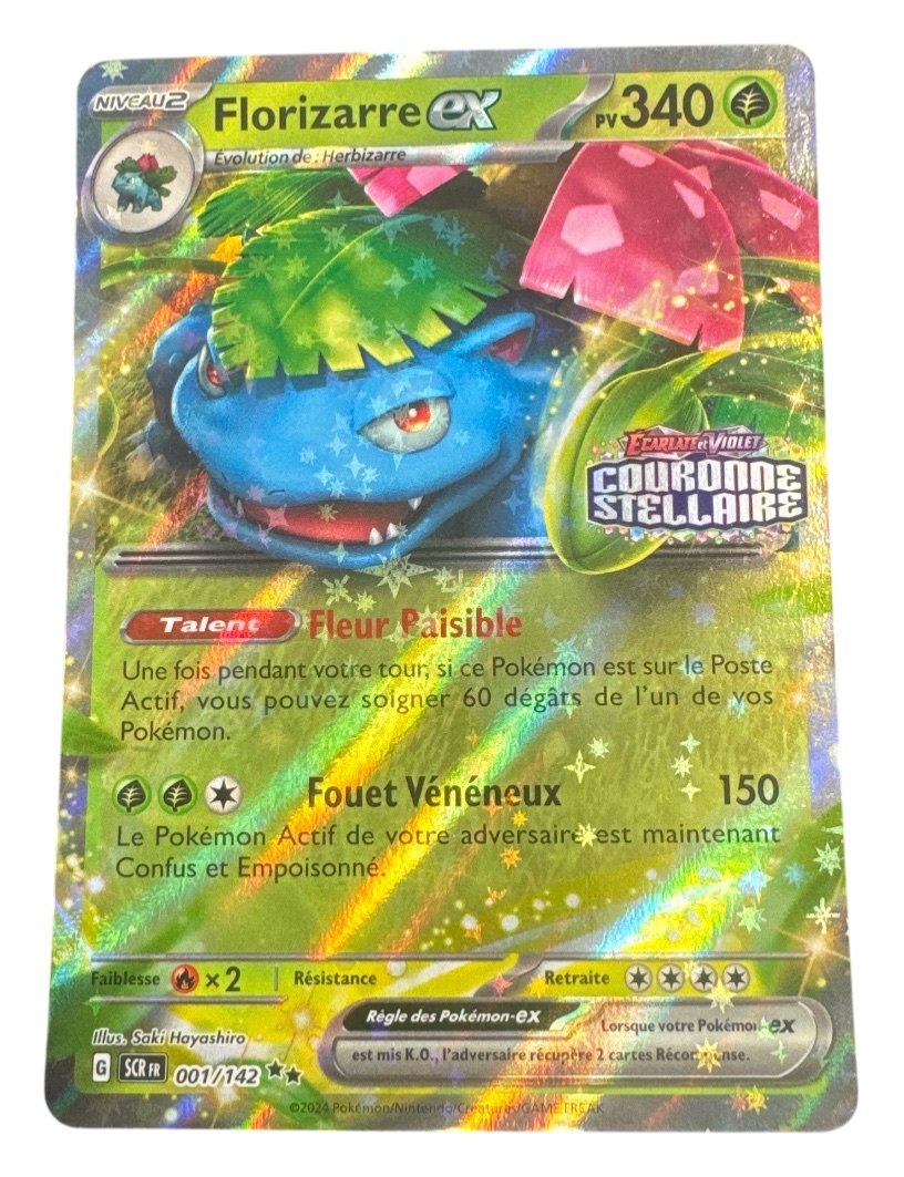 Carte pokemon florizarre-ex scr 001/142 holo stamp