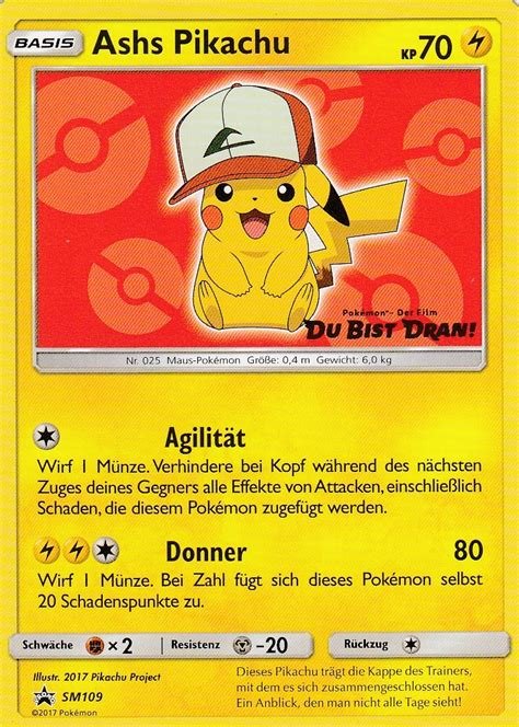 Carte pokemon ash's pikachu sm 109