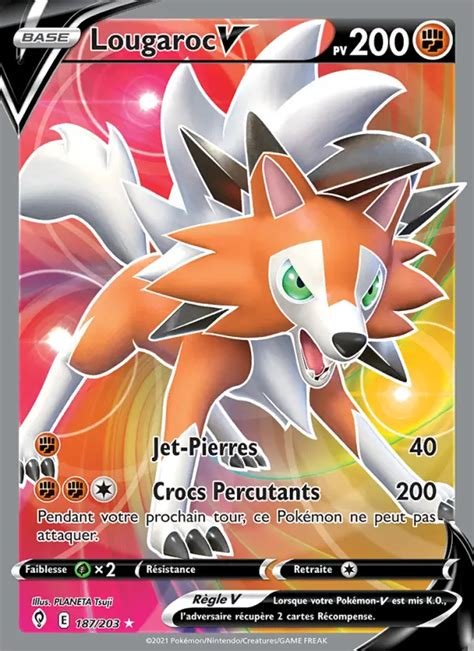 Carte pokemon lougaroc v evs 187/203