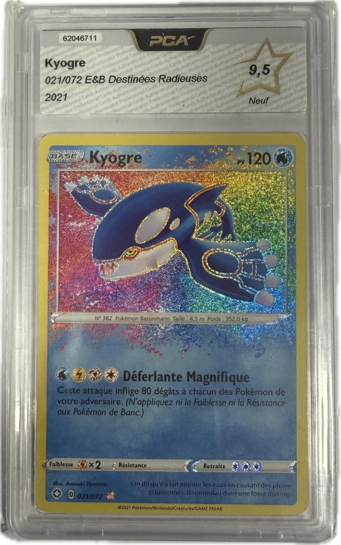 Carte pokemon kyogre shf 21/72 holo psa 9,5