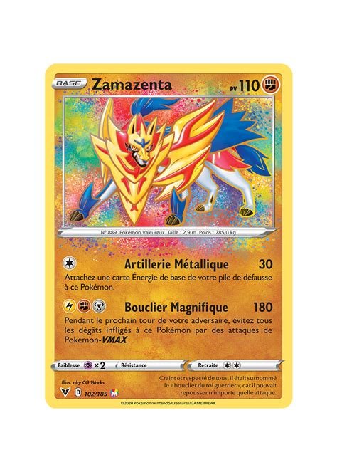 Carte pokemon zamazenta viv 102/185 holo psa 9