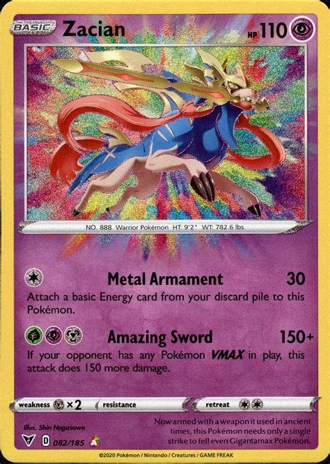 Carte pokemon zacian viv 082/185 holo psa 9