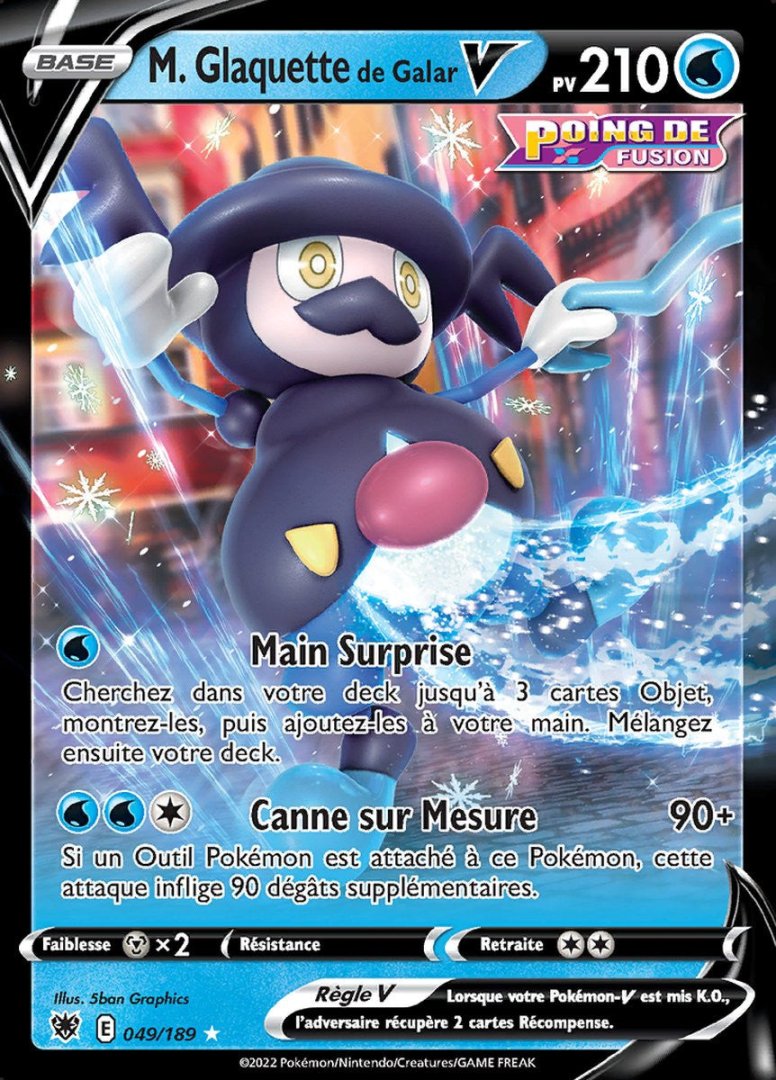 Carte pokemon m. glaquette de galar v asr 049/189