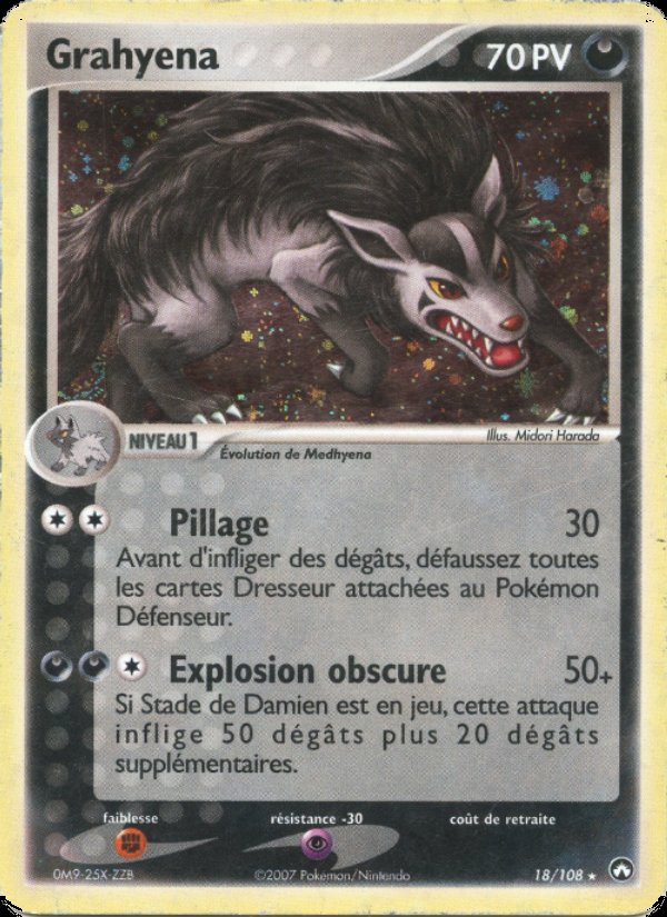 Carte pokemon grahyena pk 18/108 reverse/normal