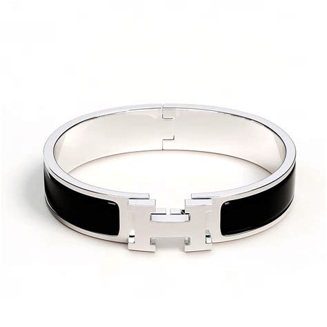 Bracelet clic clac h noir / argente